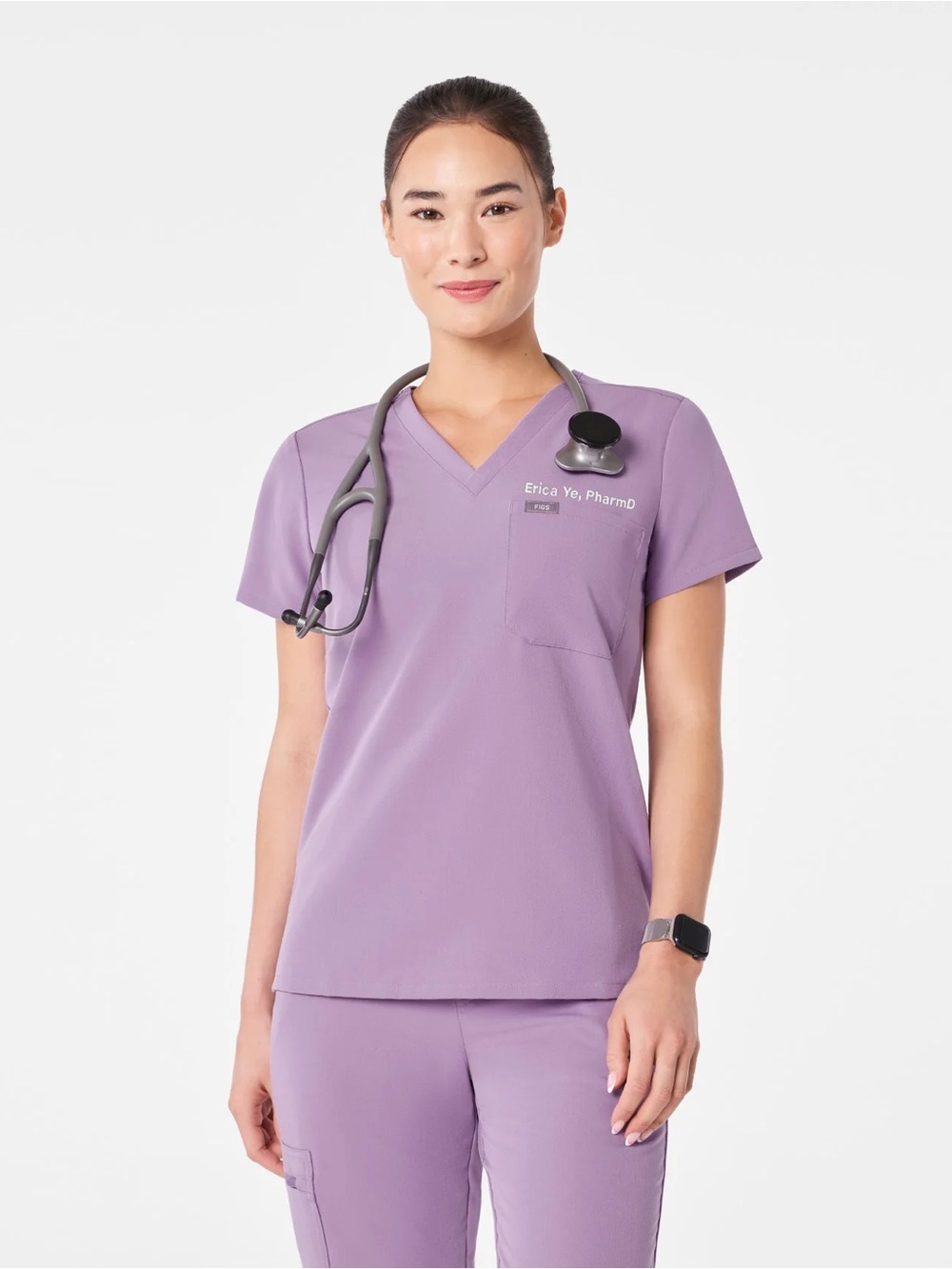 FIGS Purple Haze Catarina One-Pocket Scrub Top & Zamora Jogger Scrub Pants